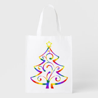 LGBT+ Pride Christmas Tree Reusable Grocery Bag