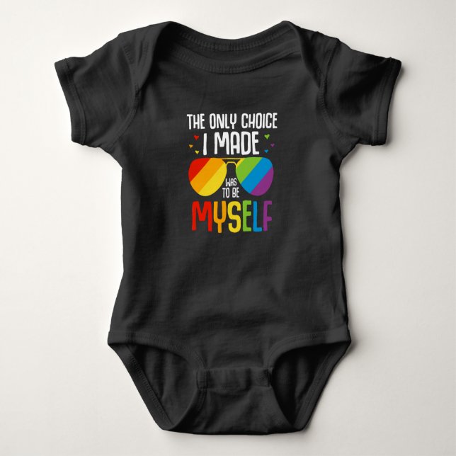 LGBT Pride Colorful Rainbow Sunglasses Equal Right Baby Bodysuit (Front)