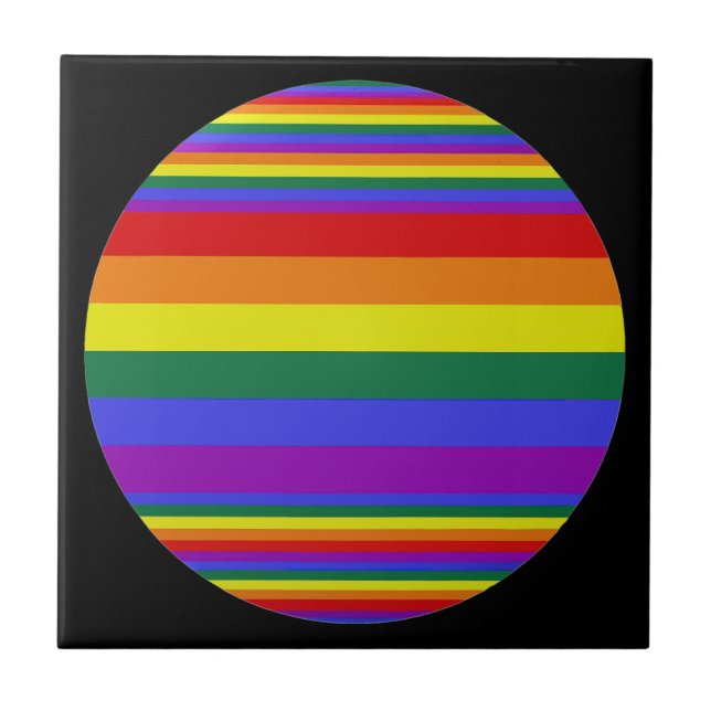 LGBT Pride Colors Black Ceramic Tile (Front)