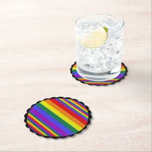LGBT Pride Colors Black Paper Coaster