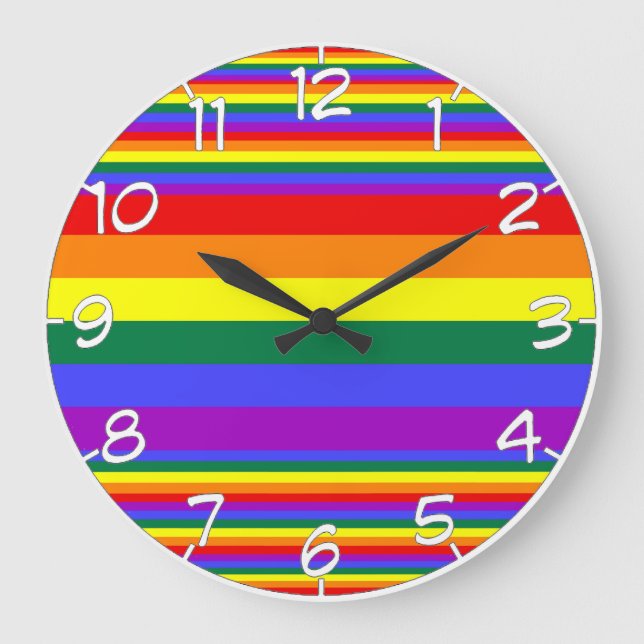 LGBT Pride Colors Numbered Large Clock (Front)
