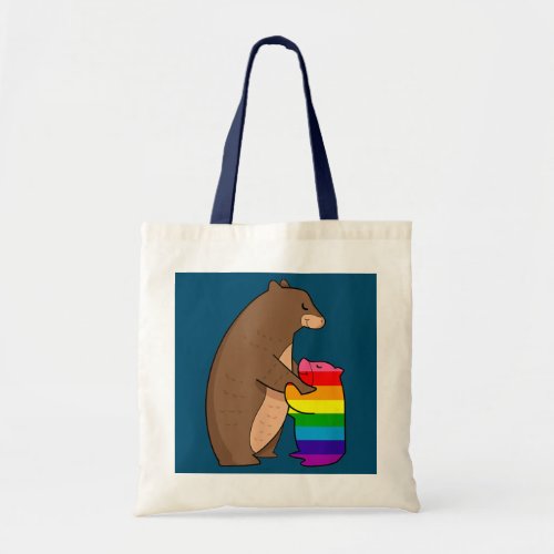 Lgbt Pride Cute Mama Bear Rainbow Flag Gay Tote Bag