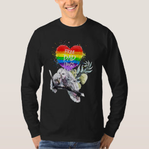Lgbt Pride Daddy Owl Rainbow Free Dad Hugs Fathers T-Shirt