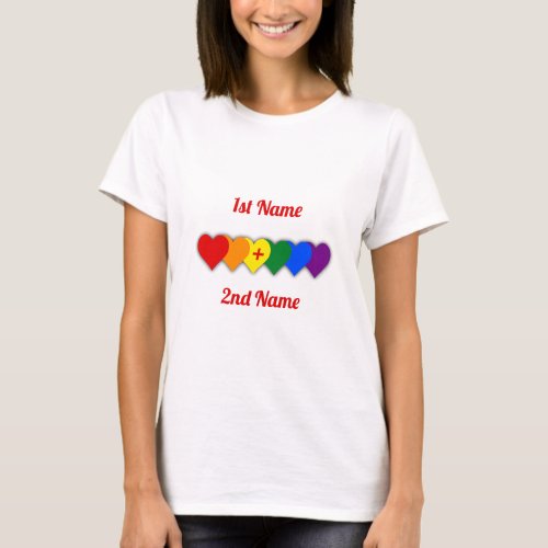 LGBT pride design with heartsa couples T_Shirt