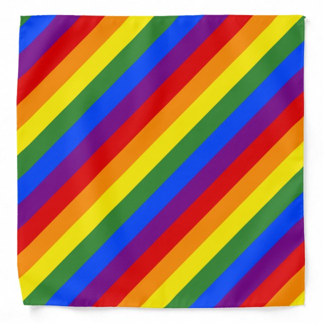 LGBT Pride Diagonal Rainbow Stripe Pattern Bandana (Front)