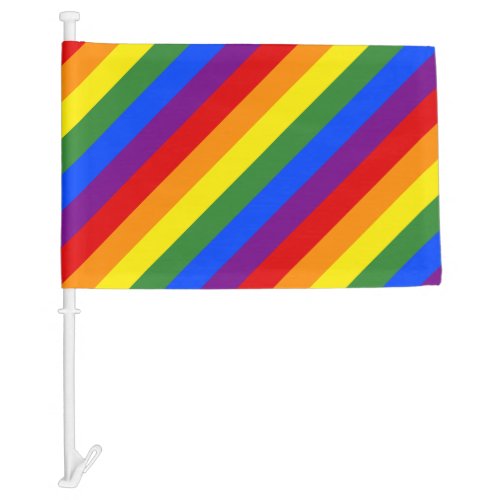 LGBT Pride Diagonal Rainbow Stripe Pattern Car Flag