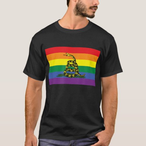 LGBT Pride Dont Tread Rainbow Gadsden Flag  T_Shirt