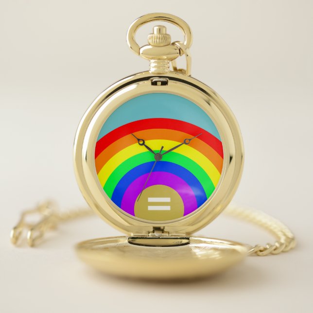 LGBT Pride Equality is the Gold Under the Rainbow Pocket Watch (Inside)