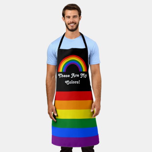 LGBT pride flag and rainbow with a custom text Apron