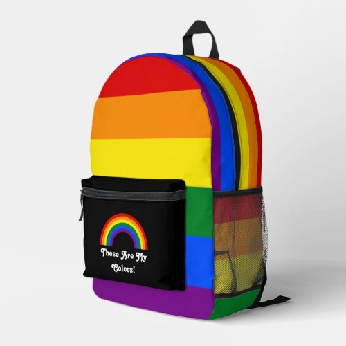 LGBT pride flag and rainbow with a custom text Printed Backpack