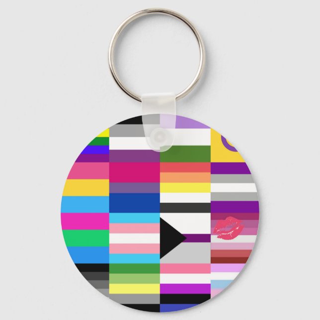 LGBT Pride Flag Collage Keychain (Front)