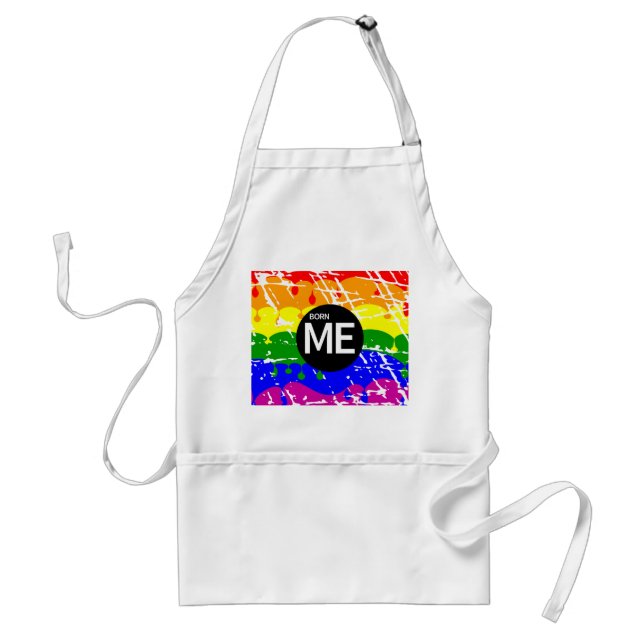 LGBT Pride Flag Dripping Paint Born Me Adult Apron (Front)
