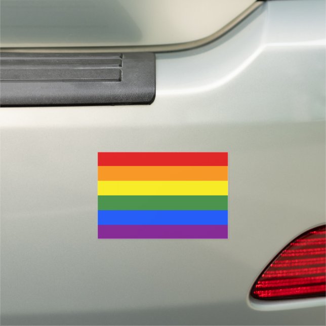 LGBT Pride Flag Rainbow Stripes Car Magnet (In Situ)