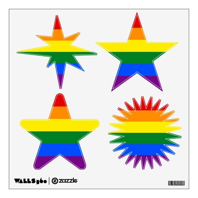 LGBT pride flag star-shaped Wall Decal (Front)
