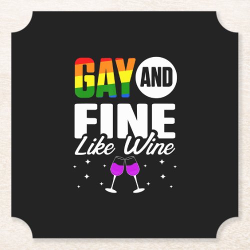 Lgbt Pride Gay Bachelor Party Fine Wine Engagement Paper Coaster