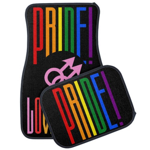 LGBT Pride Gay Couple Sign Rainbow Love is Love Car Floor Mat