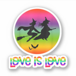 Lgbt Pride Gay Halloween Two Witches Love Is Love Sticker