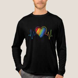 LGBT Pride Gay Lesbian Modern Rainbow Heartbeat Tri-Blend Shirt