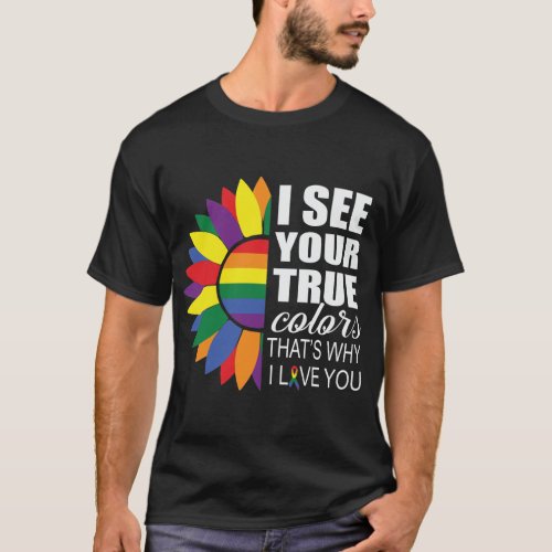 LGBT Pride Gay Lesbian Modern Rainbow Sunflower T_Shirt