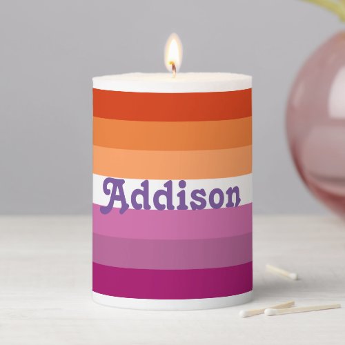 LGBT Pride Gay Lesbian Personalized Name Pillar Candle