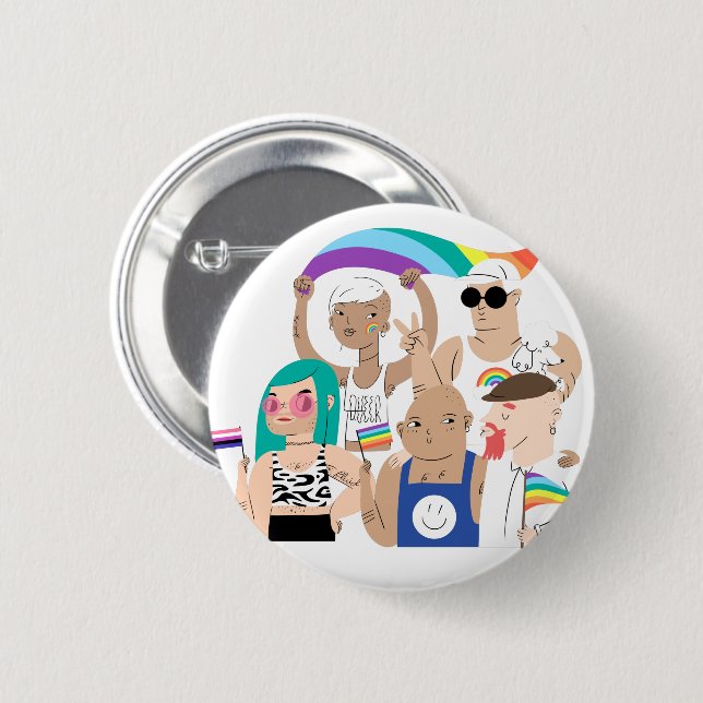 LGBT+Pride. GAY love. Rainbow flag.       Button (Front & Back)