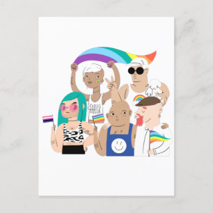 LGBT+Pride. GAY love. Rainbow flag. Postcard