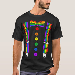 LGBT Pride Gay Rainbow Tuxedo Suspenders T -standa T-Shirt