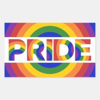 LGBT Pride Geometric Rainbow Bullseye Rectangular Sticker