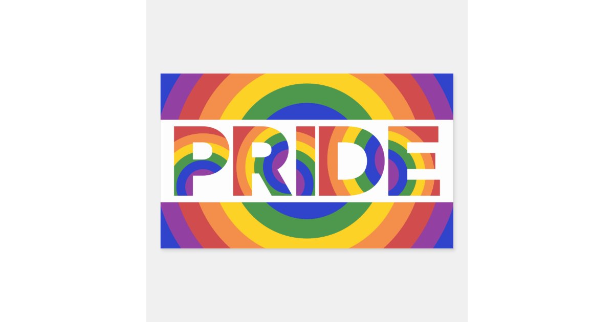 LGBT Pride Geometric Rainbow Bullseye Rectangular Sticker | Zazzle