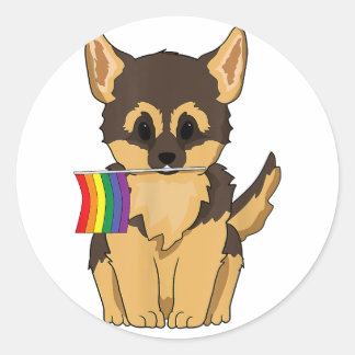LGBT Pride German Shepherd Dog rainbow flag Gay Le Classic Round Sticker