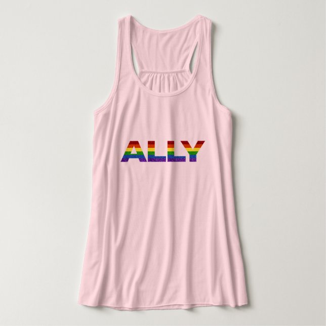 LGBT Pride Glitter Ally Tank Top (Design Front)