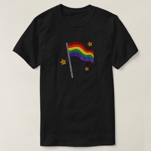 LGBT Pride Glitter Flag  Stars T_Shirt