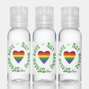LGBT Pride Glitter Spread Love Not Germs Hand Sani Hand Sanitizer