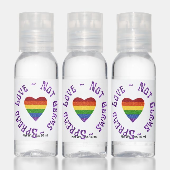 LGBT Pride Glitter Spread Love Not Germs Hand Sani Sanitizer (Set)