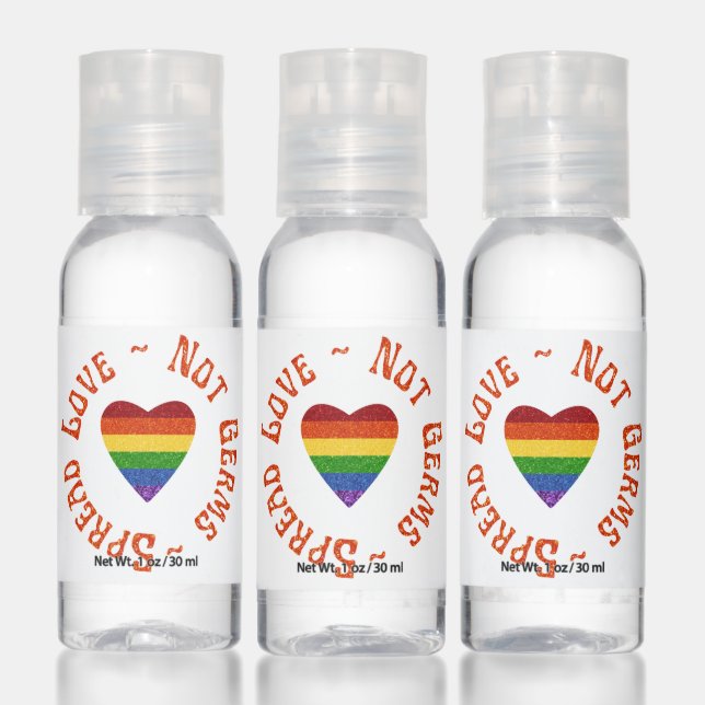 LGBT Pride Glitter Spread Love Not Germs Hand Sani Sanitizer (Set)
