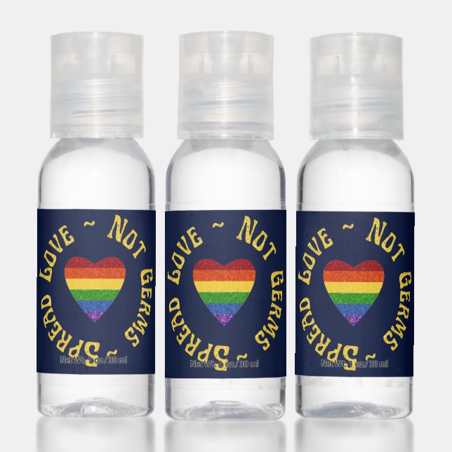LGBT Pride Glitter Spread Love Not Germs Hand Sani Sanitizer (Set)