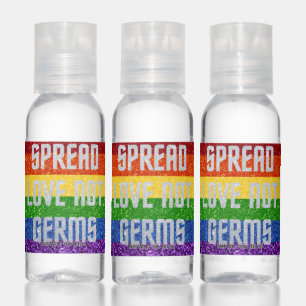 LGBT Pride Glitter Spread Love Not Germs Hand Sani Sanitizer