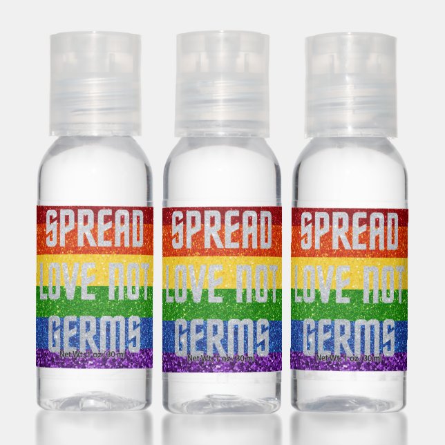 LGBT Pride Glitter Spread Love Not Germs Hand Sani Sanitizer (Set)