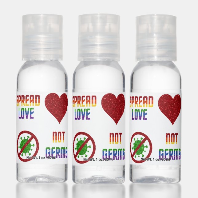 LGBT Pride Glitter Spread Love Not Germs Hand Sani Sanitizer (Set)
