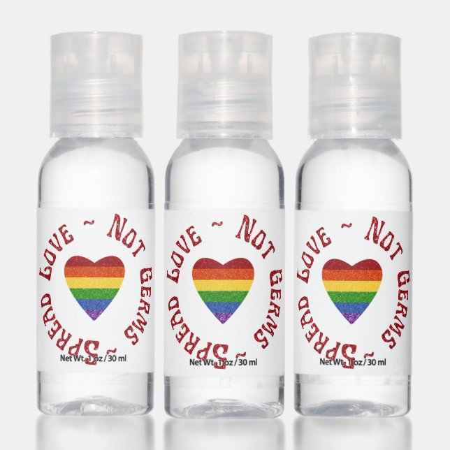 LGBT Pride Glitter Spread Love Not Germs Hand Sani Sanitizer (Set)