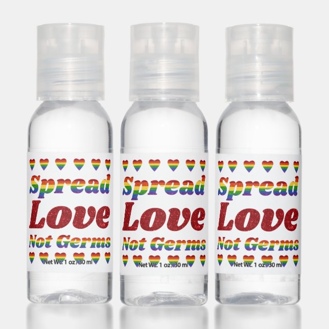 LGBT Pride Glitter Spread Love Not Germs Hand Sani Sanitizer (Set)