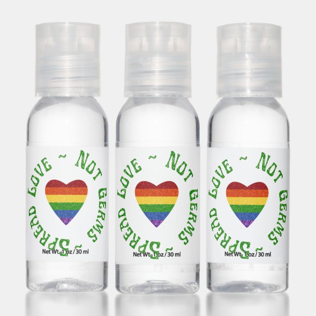 LGBT Pride Glitter Spread Love Not Germs Hand Sani Sanitizer (Set)
