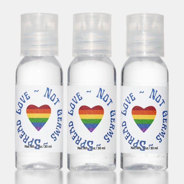 LGBT Pride Glitter Spread Love Not Germs Hand Sani Sanitizer (Set)