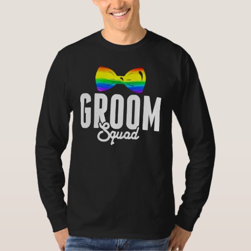 LGBT Pride Groom Squad Gay Bachelor Party Rainbow  T_Shirt