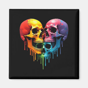 Lgbt Pride Halloween Horror Skeleton Skull Rainbow Magnet