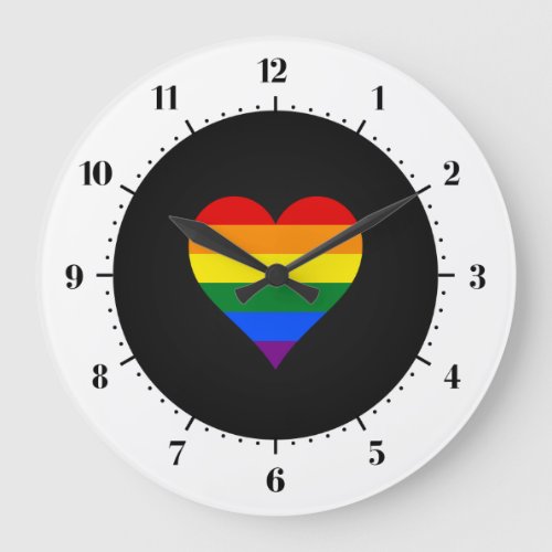 LGBT pride heart Large Clock