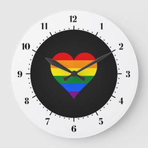 LGBT pride heart Large Clock