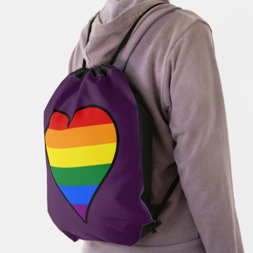 LGBT pride hearts  Drawstring Bag