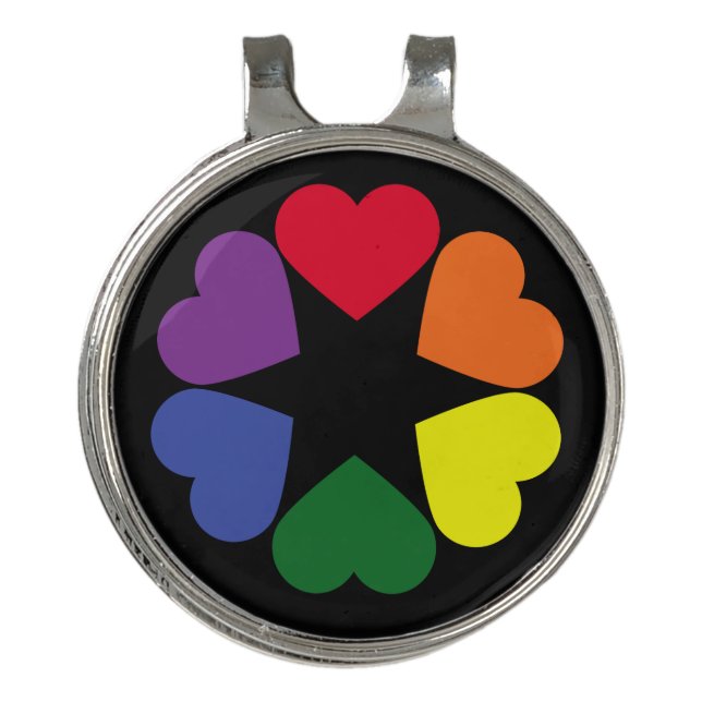 LGBT pride hearts Golf Hat Clip (Front)