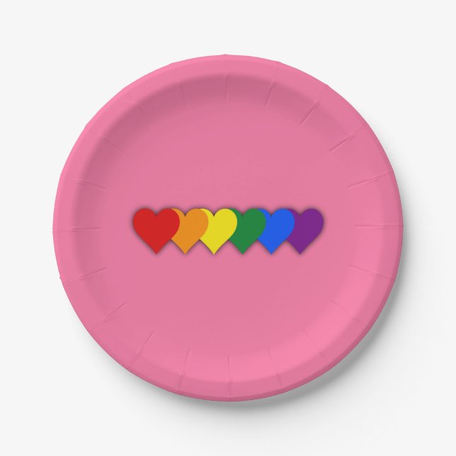 LGBT pride hearts Paper Plates (Front)